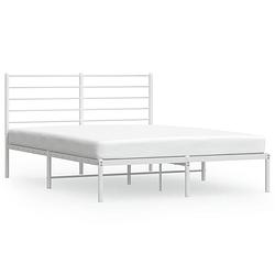 Foto van Vidaxl bedframe met hoofdbord metaal wit 140x200 cm