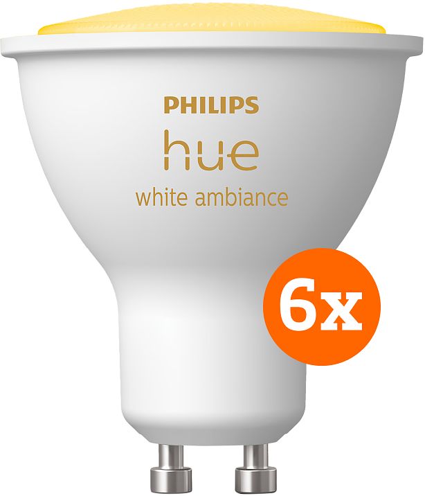 Foto van Philips hue white ambiance gu10 6-pack