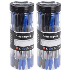 Foto van 40x stuks balpennen rood/zwart/blauw 14 cm - pennen