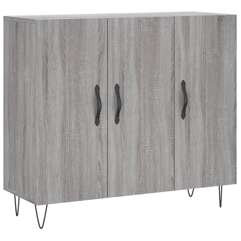 Foto van Vidaxl dressoir 90x34x80 cm bewerkt hout grijs sonoma eikenkleurig