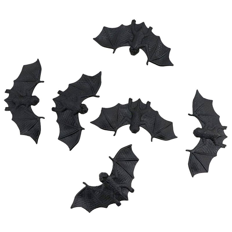 Foto van Chaks nep vleermuizen 10 cm - zwart - 6x stuks - griezel/horror thema decoratie dieren - feestdecoratievoorwerp