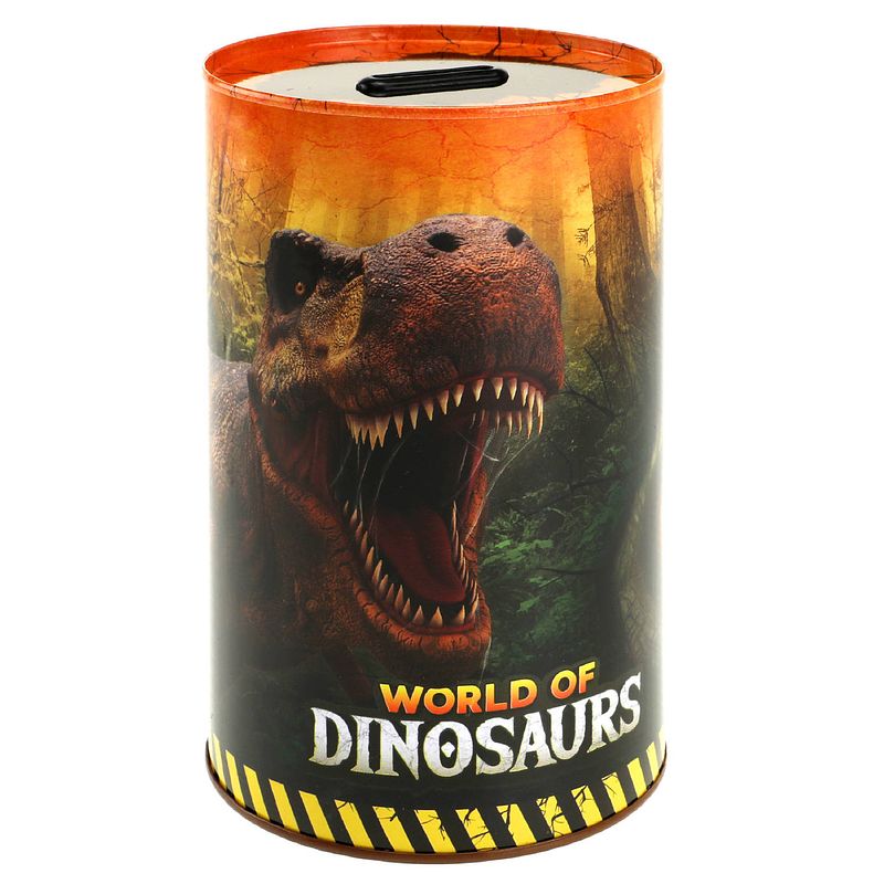 Foto van Toi-toys spaarpot world of dinosaurs 15 x 10 cm bruin/oranje