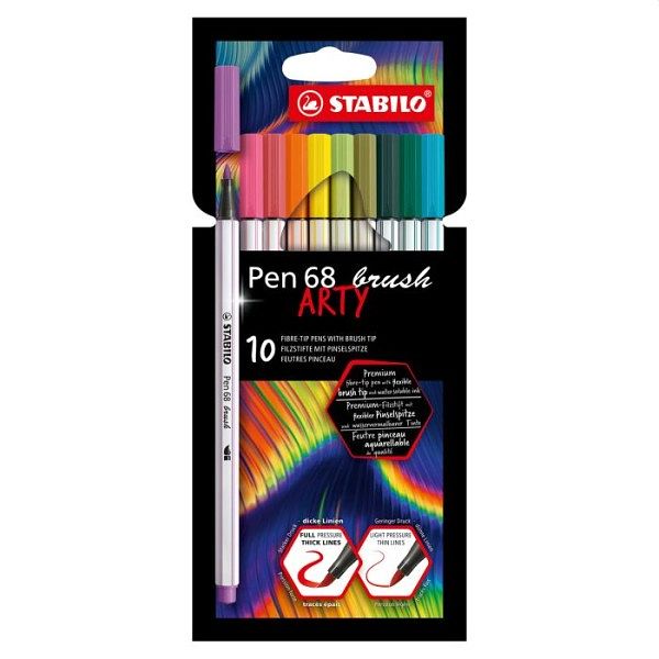 Foto van Stabilo pen 68 brush - premium brush viltstift - arty etui m