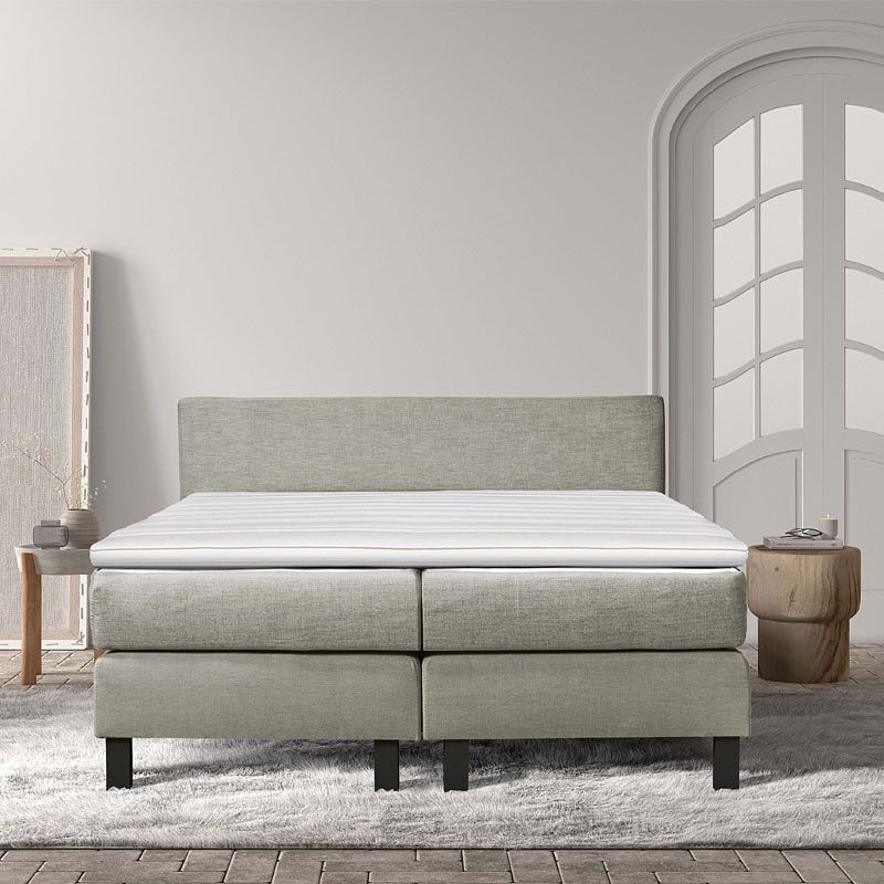 Foto van 2-persoons boxspring cloud chill - deluxe - taupe & grijs & creme & antraciet & beige 140x200 cm - pocketvering - inclusief topper -