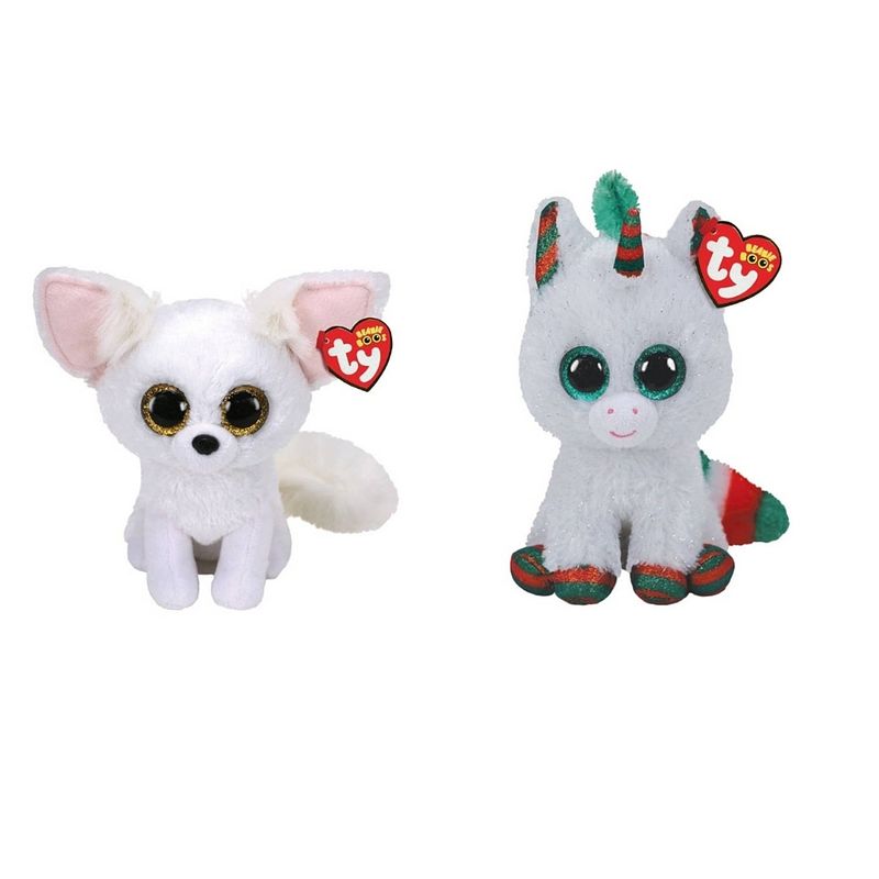 Foto van Ty - knuffel - beanie boo's - phoenix fox & christmas unicorn