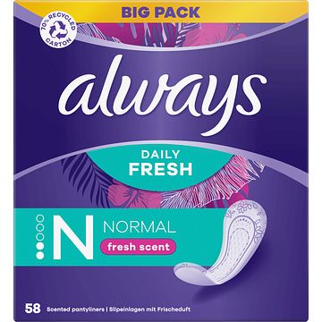 Foto van Always dailies normal fresh & protect inlegkruisjes 58 stuks bij jumbo