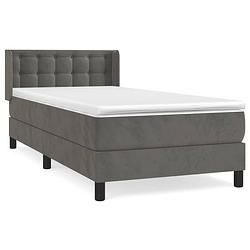 Foto van The living store boxspringbed - donkergrijs fluweel - 193x93x78/88 cm - verstelbaar hoofdbord - pocketvering matras -