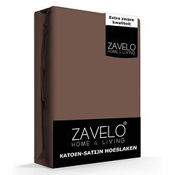 Foto van Zavelo katoen - hoeslaken katoen satijn taupe - zijdezacht - extra hoog-1-persoons (90x200 cm)