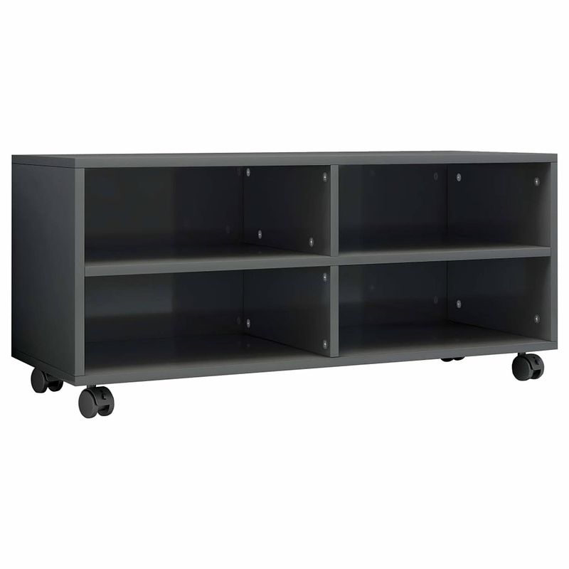 Foto van Vidaxl tv-meubel met wieltjes 90x35x35 cm spaanplaat hoogglans grijs