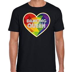 Foto van Bellatio decorations gay pride shirt - dancing queen - regenboog - heren - zwart m - feestshirts