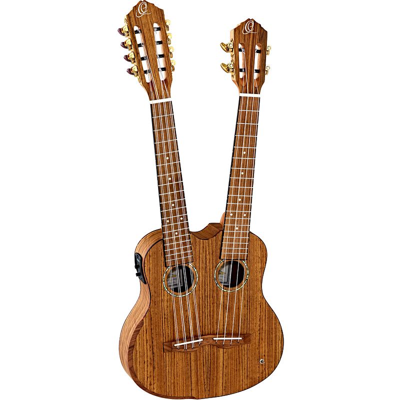 Foto van Ortega hydra double neck elektrisch akoestische ukelele met tas