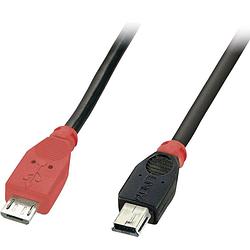 Foto van Lindy usb-kabel usb 2.0 usb-micro-b stekker, usb-mini-b stekker 50.00 cm zwart met otg-functie 31717