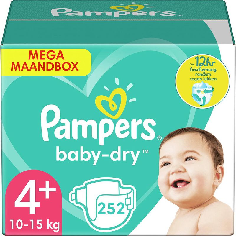 Foto van Pampers - baby dry - maat 4+ - mega maandbox - 252 luiers