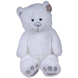 Foto van Tender toys knuffelbeer junior 70 x 38 cm pluche wit/zilver