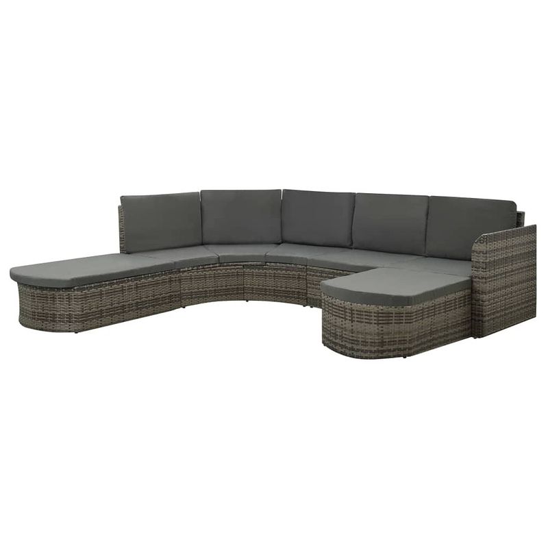 Foto van Vidaxl 4-delige loungeset met kussens poly rattan grijs