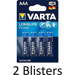 Foto van 8 stuks (2 blisters a 4 st) varta longlife power aaa batterijen