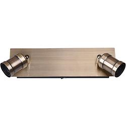 Foto van Led wandspot - trion korli - e27 fitting - 2-lichts - rond - mat brons - aluminium