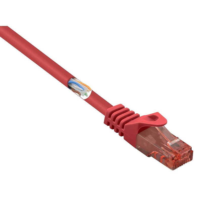 Foto van Renkforce rf-5047416 rj45 netwerkkabel, patchkabel cat 6 u/utp 0.50 m rood snagless, halogeenvrij 1 stuk(s)