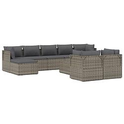 Foto van Vidaxl 10-delige loungeset met kussens poly rattan grijs