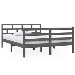 Foto van Vidaxl bedframe massief grenenhout grijs 140x190 cm