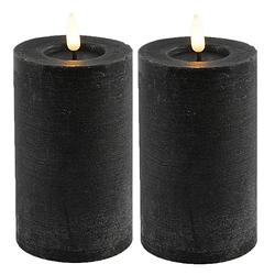 Foto van Countryfield lyon led kaarsen - 2x - zwart - d7,5 x h12,5 cm - timer - led kaarsen