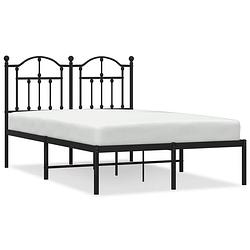 Foto van Vidaxl bedframe met hoofdbord metaal zwart 120x190 cm