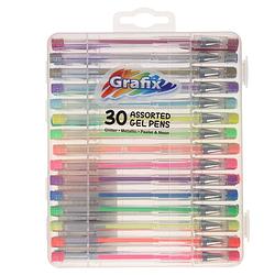 Foto van 30x stuks glitter en neon gekleurde gelpennen in meeneem case - gelpennen