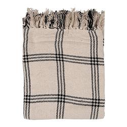 Foto van Clayre & eef plaid 125x150 cm beige zwart katoen ruiten deken beige deken