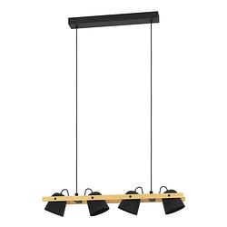 Foto van Eglo connect.z hornwood-z hanglamp - 78 cm - zwart/bruin - instelbaar rgb & wit licht - dimbaar - zigbee