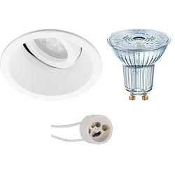 Foto van Led spot set - osram parathom par16 930 36d - pragmi zano pro - gu10 fitting - dimbaar - inbouw rond - mat wit - 3.7w -