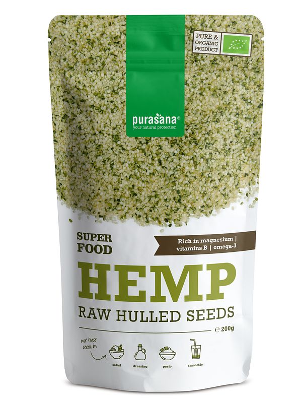 Foto van Purasana hulled hemp raw seeds