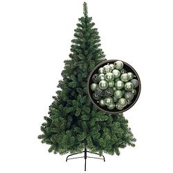 Foto van Bellatio decorations kunst kerstboom 240 cm met kerstballen mintgroen - kunstkerstboom