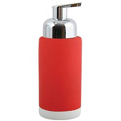 Foto van Msv zeeppompje/dispenser enzo - keramiek - rood - 6.5 x 18 cm - 275 ml - zeeppompjes