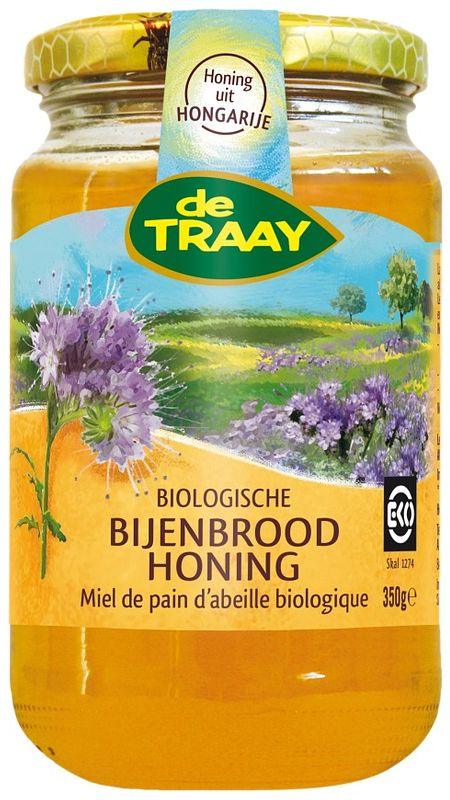 Foto van De traay bijenbrood honing biologisch