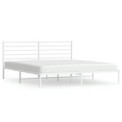 Foto van Vidaxl bedframe met hoofdbord metaal wit 193x203 cm