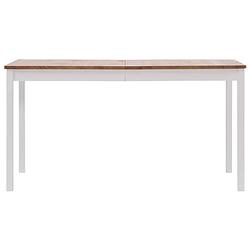 Foto van The living store eettafel grenenhout - tafel 140x70x73 cm - wit en bruin