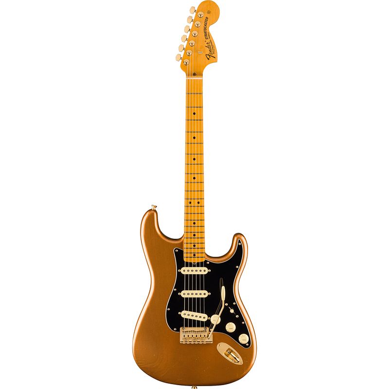 Foto van Fender bruno mars stratocaster mn mars mocha elektrische gitaar met koffer