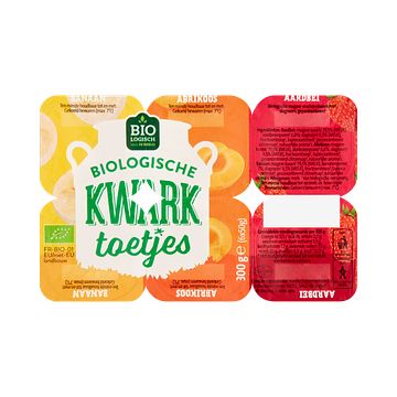 Foto van Jumbo kwark toetjes banaan abrikoos aardbei biologisch 6 x 50g