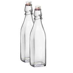 Foto van 2x limonadeflessen/waterflessen transparant 500 ml vierkant - weckpotten