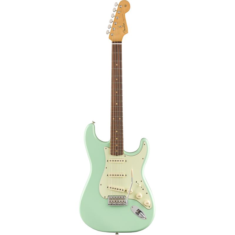 Foto van Fender vintera 60s stratocaster surf green pf met gigbag