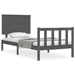 Foto van The living store bed grenenhout - bedframe 205.5 x 105.5 x 82.5 cm - grijs