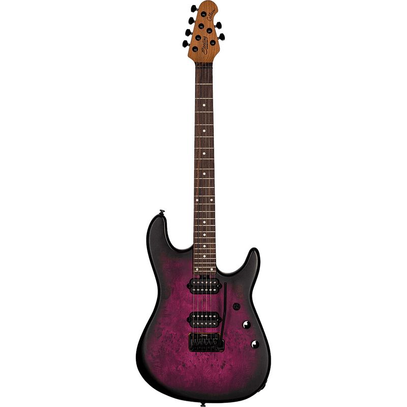 Foto van Sterling by music man jason richardson cutlass 6 cosmic purple burst satin elektrische gitaar met deluxe gigbag