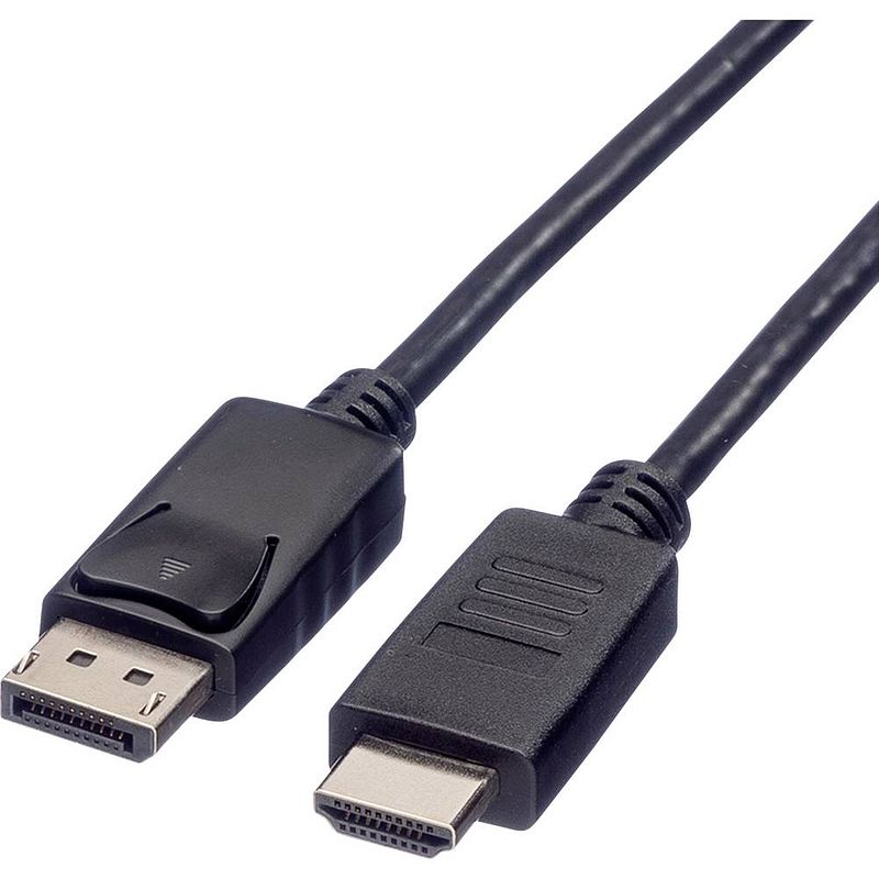 Foto van Roline displayport / hdmi adapterkabel displayport stekker, hdmi-a stekker 2.00 m zwart 11.04.5781 afgeschermd displayport-kabel