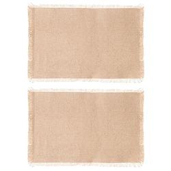 Foto van Secret de gourmet placemats kenya - 6x - beige - 45 x 30 cm - katoen - met franjes - placemats