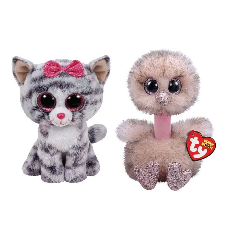 Foto van Ty - knuffel - beanie boo's - kiki cat & henna ostrich