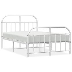 Foto van Vidaxl bedframe met hoofd- en voeteneinde metaal wit 120 x 190 cm