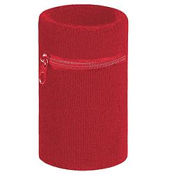 Foto van Arowell premium pols zweetbandje met portemonnee en rits - 12 x 8 cm - rood