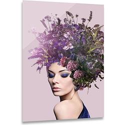 Foto van Ter halle® glasschilderij 80 x 120 cm deep purple flowerlady