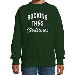 Foto van Rocking this christmas foute kerstsweater / kersttrui groen voor kinderen 9-11 jaar (134/146) - kerst truien