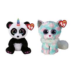 Foto van Ty - knuffel - beanie buddy - paris panda & opal cat